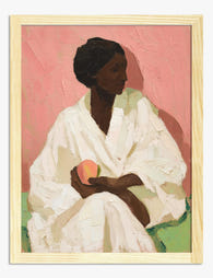 Serene Woman with Peach Art Print - Oak