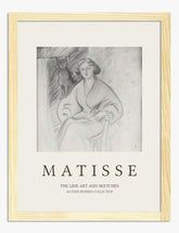 Matisse Woman & Cat Sketch Art Print - Oak