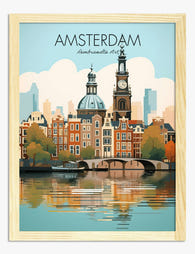 Amsterdam Reflections Art Print - Oak
