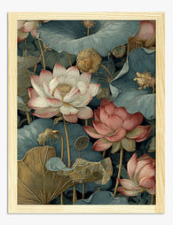 William Morris Lotus Blooms Art Print - Oak