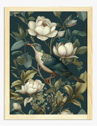 Magnolia Songbird Elegance Art Print - Oak
