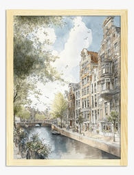 Amsterdam Canal Serenity Art Print Oak