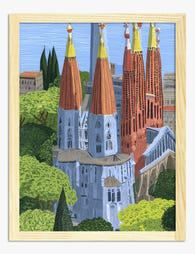 Sagrada Familia Dreamscape Art Print - Oak