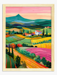 Colorful Tuscan Hillside Art Print - Oak