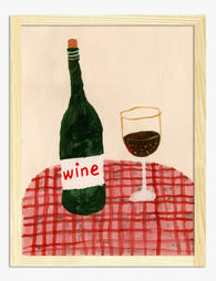 Bistro Wine Night Art Print Oak