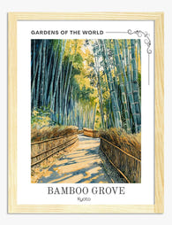 Serene Bamboo Path Art Print - Oak