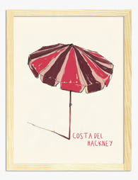 Striped Umbrella Charm Art Print - Oak