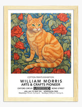 Morris Cat & Roses Charm Art Print - Oak
