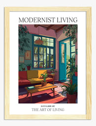 Sunlit Modernist Room Art Print - Oak