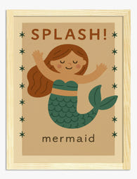 Splashy Mermaid Delight Art Print Oak