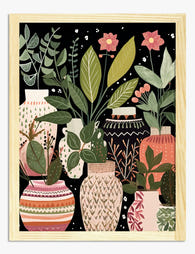 Boho Botanical Vases Art Print - Oak