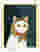 Floral Scarf Cat Portrait Art Print Oak