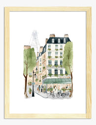 Parisian Corner Charm Art Print - Oak