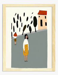 Italian Village Stroll Art Print - Oak