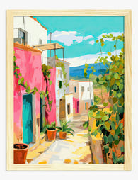 Sunlit Italian Lane Art Print - Oak