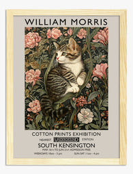 William Morris Cat Charm Art Print - Oak