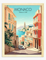 Monaco Riviera View Art Print - Oak