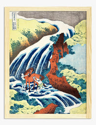 Hokusai’s Tranquil Falls Art Print Oak