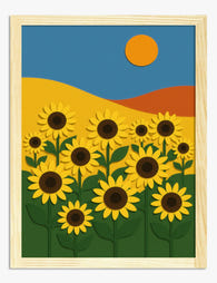 Sunlit Sunflower Bliss Art Print - Oak