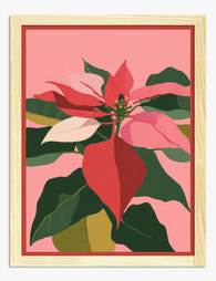 Modern Poinsettia Bloom Art Print - Oak