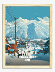 Nozawa Onsen Winter Village Art Print Oak