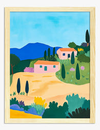 Sunlit Italian Hillside Art Print Oak