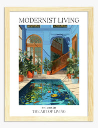 Blue Oasis Retreat Art Print - Oak