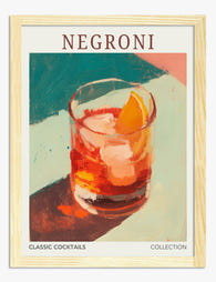 Vibrant Negroni Still Life Art Print - Oak