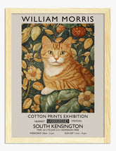 Ginger Cat in Morris Garden Art Print - Oak