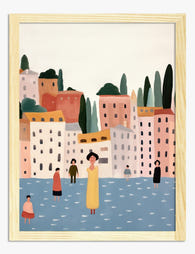 Italian Village Stroll Art Print - Oak