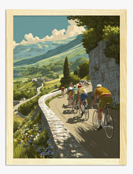 Mountain Road Cyclists Art Print Oak