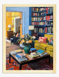 Cozy Library Retreat Art Print - Oak