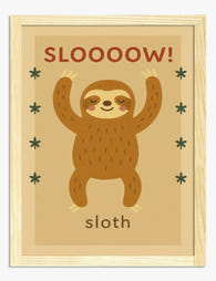 Cheerful Sloth Illustration Art Print - Oak