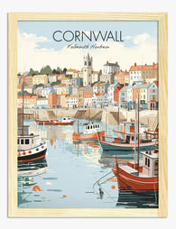 Falmouth Harbour Charm Art Print - Oak