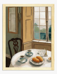 Morning Coffee by the Window Art Print - Oak