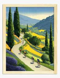Sunlit Cycling Escape Art Print Oak