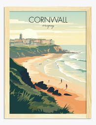 Cornwall Coastline Charm Art Print - Oak