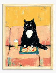 Cozy Cat Night Art Print Oak