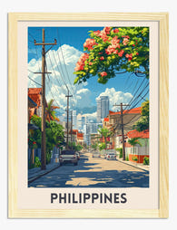 Manila Streetscape Art Print - Oak