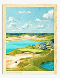 Lakeside Golf Retreat Art Print - Oak