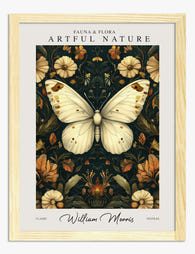 William Morris White Butterfly Art Print Oak