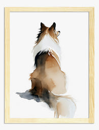 Gentle Collie Watercolor Art Print Oak