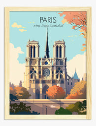 Paris Notre Dame Charm Art Print - Oak