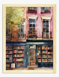 Charming Bookstore Facade Art Print - Oak