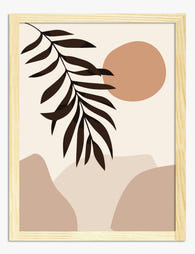 Boho Sun & Leaf Harmony Art Print - Oak