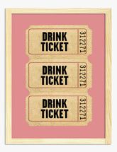 Retro Drink Ticket Trio Art Print - Oak