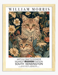 William Morris Botanical Cats Art Print - Oak