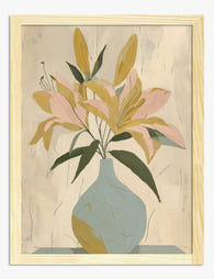 Soft Lily Arrangement Art Print - Oak