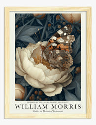 William Morris Butterfly & Peony Art Print - Oak