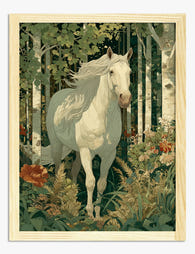 Enchanted Forest Horse Art Print Oak